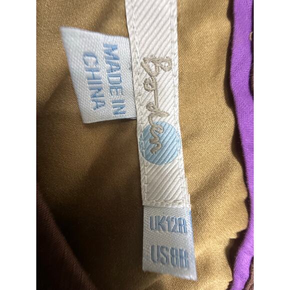 boden dress scoop neck brown and white flower design womens size 8 R knee length - Picture 4 of 9